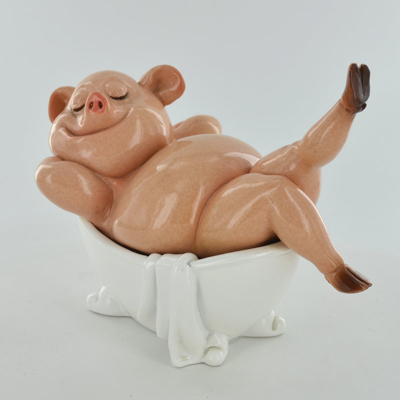 Denison Pig in the Bath Figurine