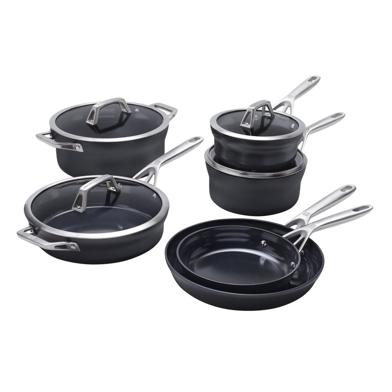Batterie de cuisine antiadhésive en céramique anodisée dure en aluminium 10 pièces ZWILLING