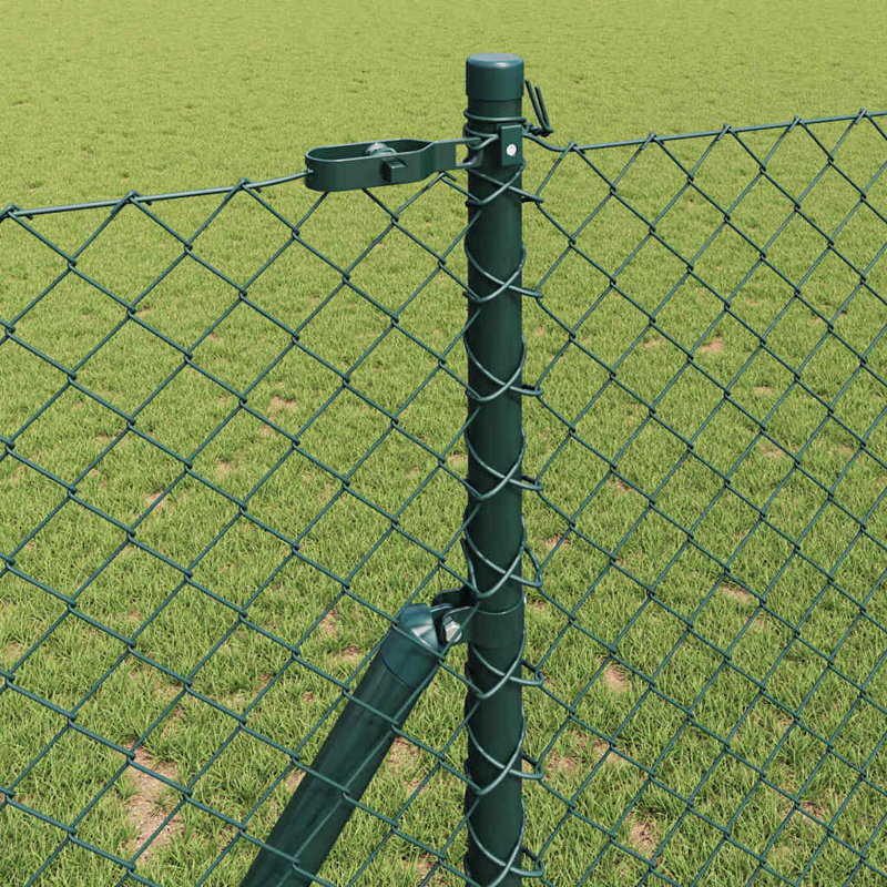 Vidaxl Chain Link Fence With Posts Steel, 140cm H x 1000cm W x 3.2cm D, Green