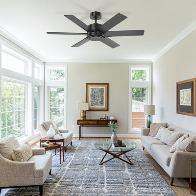48" 6 - Blade Indoor Farmhouse Ceiling Fan with Lightless,Reversible DC Motor, 6-Speed Remote Control