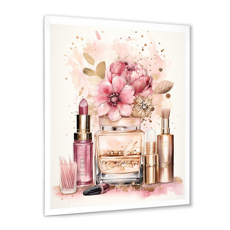 Beauté rose et dorée Boho Chic Beauty - reproduction sur toile, H 32 po x l 24 po x P 1 po, Cadre photo blanc