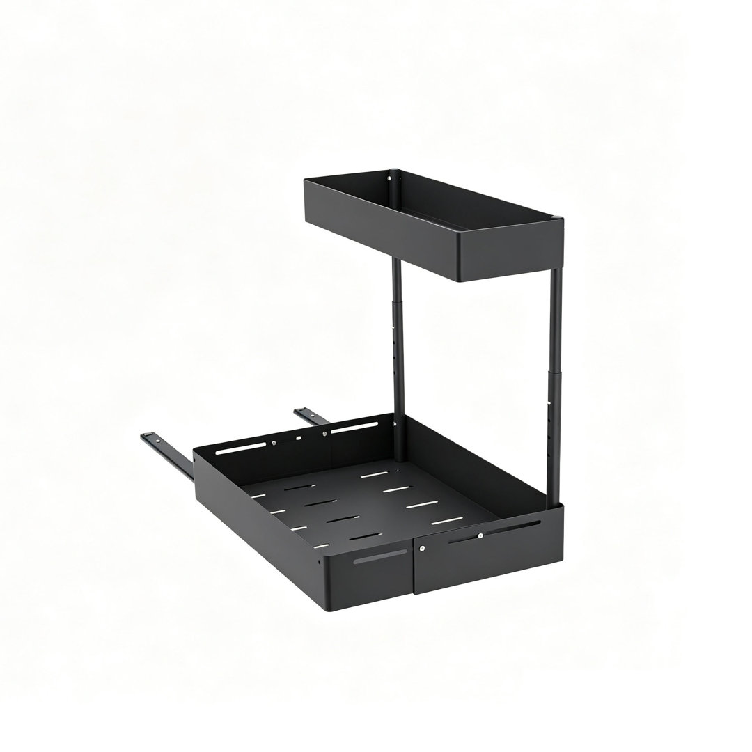 2 Tier Expandable Metal Cupboard Rack Under Sink Storage Kitchen Organiser