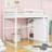 Full Size Wooden Loft Bed With Wardrobe, Multi-Layer Storage Shelves And LED Lighting-1187622146