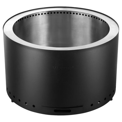 Foyer au feu de fumée sans fumée, H: 12,6 po x Dia: 15 po, foyers au bois avec cendrier amovible, foyer extérieur portable en acier inoxydable SUS430, idéal pour le camping en plein air