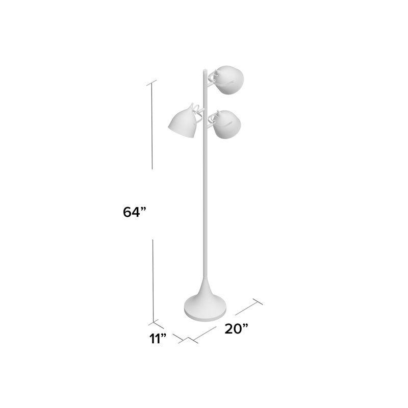  Lampe sur pied à branches 64 ", Noir chromé