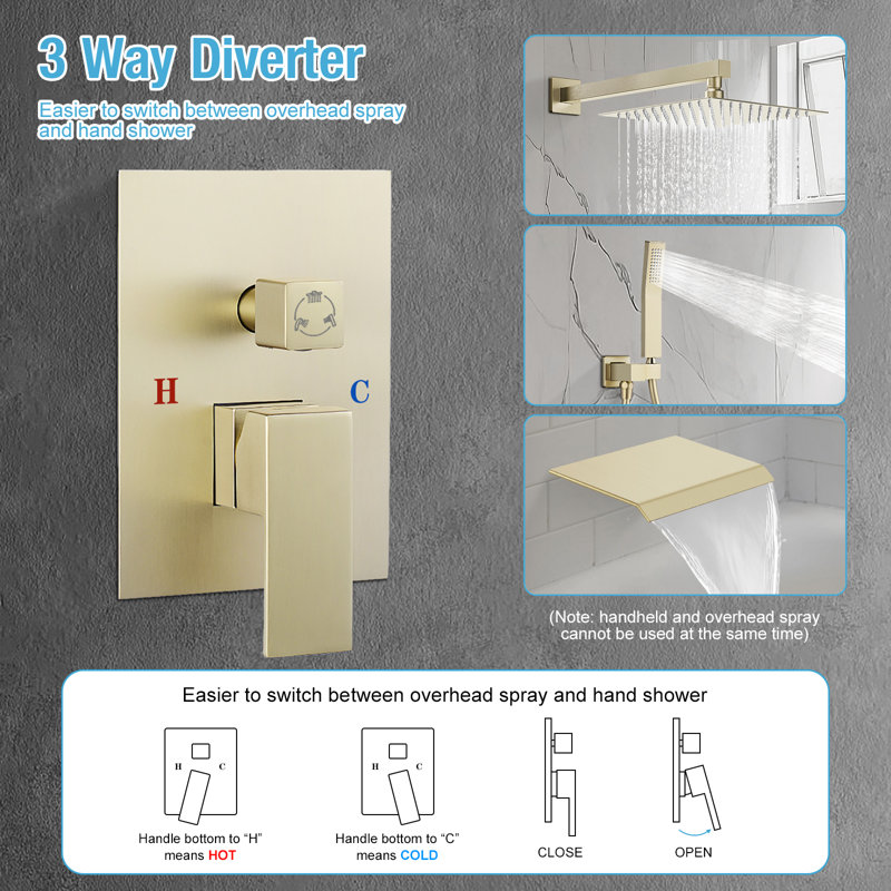 10 in.shower faucet, Burhsed Gold