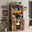 Farmhouse 72'' Coffee Bar Cabinet with LED Light and Power Outlet, Large Kitchen Hutch with 3 Drawers and Wine Glass Rack, Sliding Barn Door Tall Wine Cabinet for Home Bar-1644483942