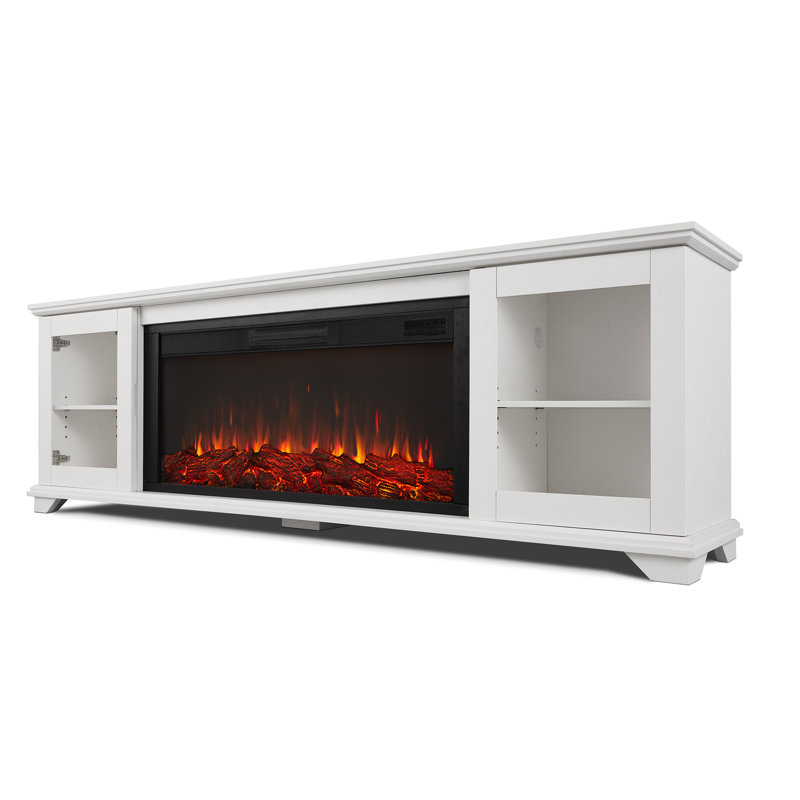Benjamin 81" White Electric Fireplace TV Stand with Storage