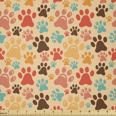 Devota Paw Print Pattern with Various Sizes Abstract Multi-Purpose Fabric