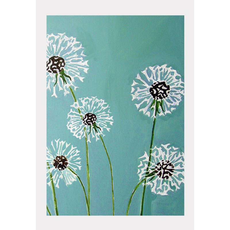Dandelions On Aqua Painting by Jessica Hollander, 11" H x 8.5" W x 0.1" D