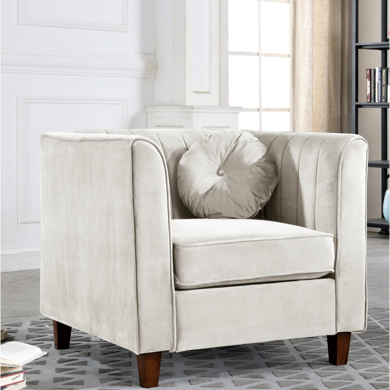 Berton Velvet Armchair, Beige 