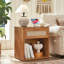 Ensemble de commode et table de chevet en rotin avec commode à 3 tiroirs et table de chevet avec station de charge-1682293999