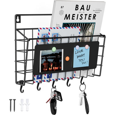Easy Assembly and Installation Iron Key Holder Wall Mount, Mail Organizer for Wall