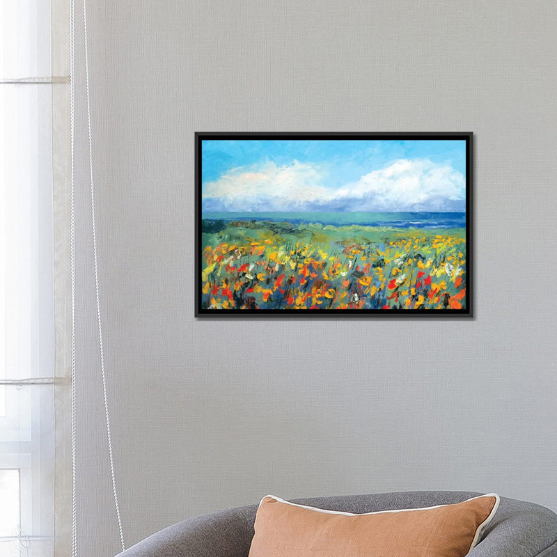 «Wildflower Seascape» par Michael Creese - reproduction d'art sur toile tendue, H 18 po x l 26 po x P 1,5 po, Pas de tapis
