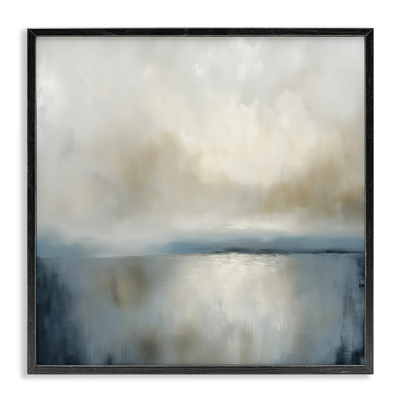 Abstrait bleu deux fois, estampe numérique, conception par Annabelle Hall, H 17 po x l 17 po, Giclée encadrée noir minuit
