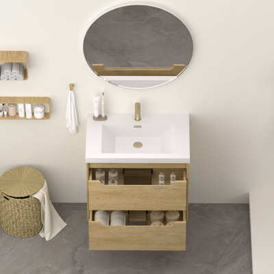 30" Wall-mounted Bathroom Vanity With Integrated Resin Sink