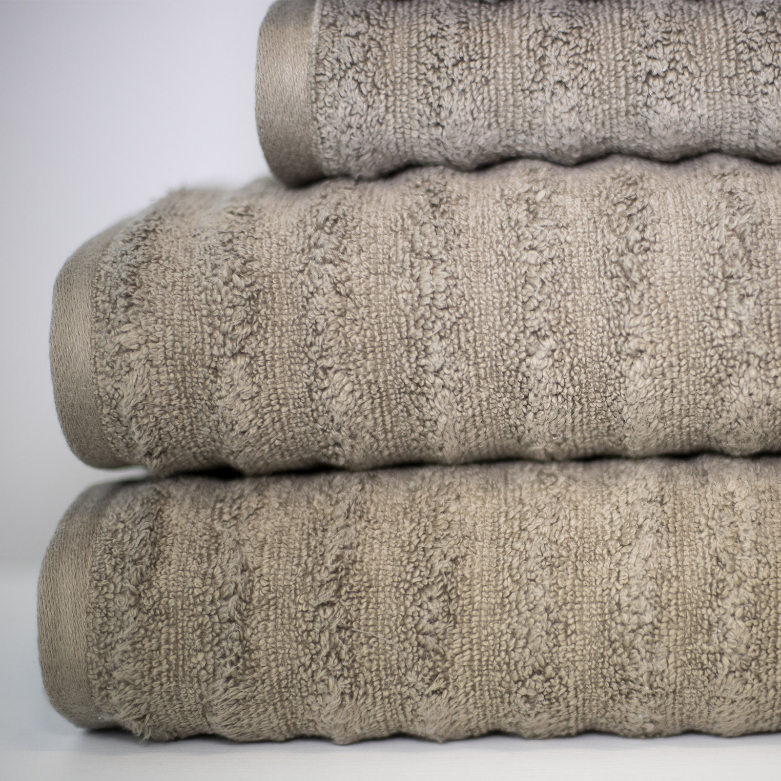 Spa 6-Piece Wavy Combed Cotton Towel Set, Taupe