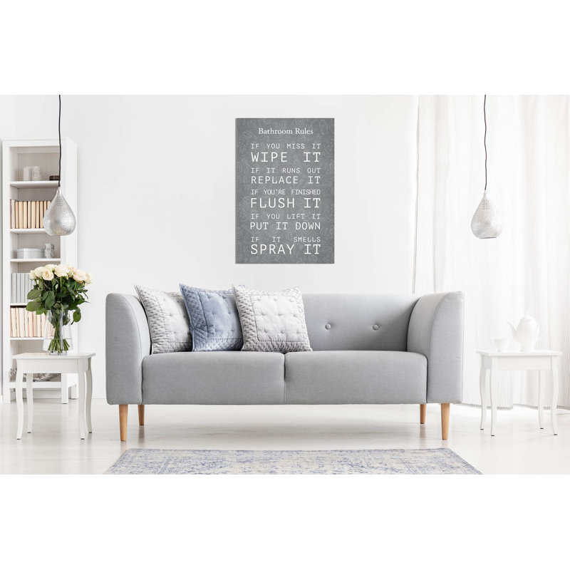 Bathroom Rules - Wrapped Canvas Print, 61cm H x 41cm W
