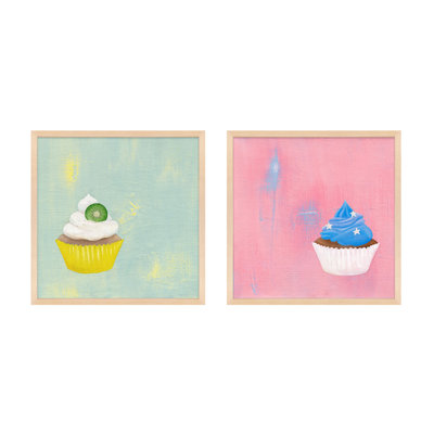Kiwi And Star Cupcakes. Set Of 2 Print by Katy Montica