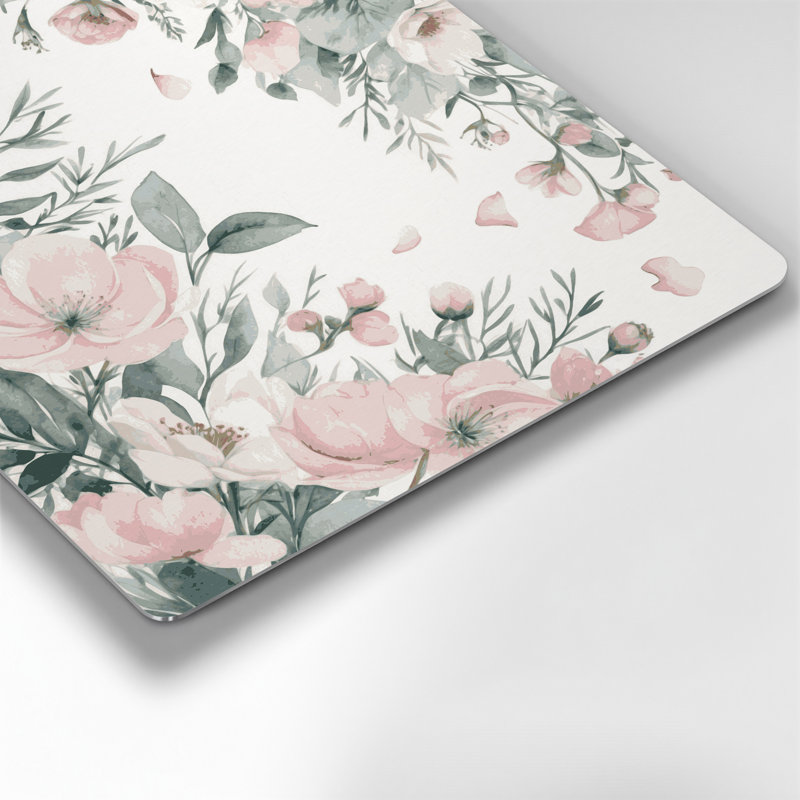 Aquarelle florale, art mural en métal beige 10, H 32 po x l 32 po