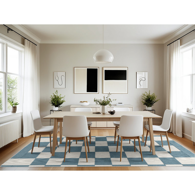 Tapis beige à carreaux lavable à la machine, Rectangulaire 7 pi x 10 pi