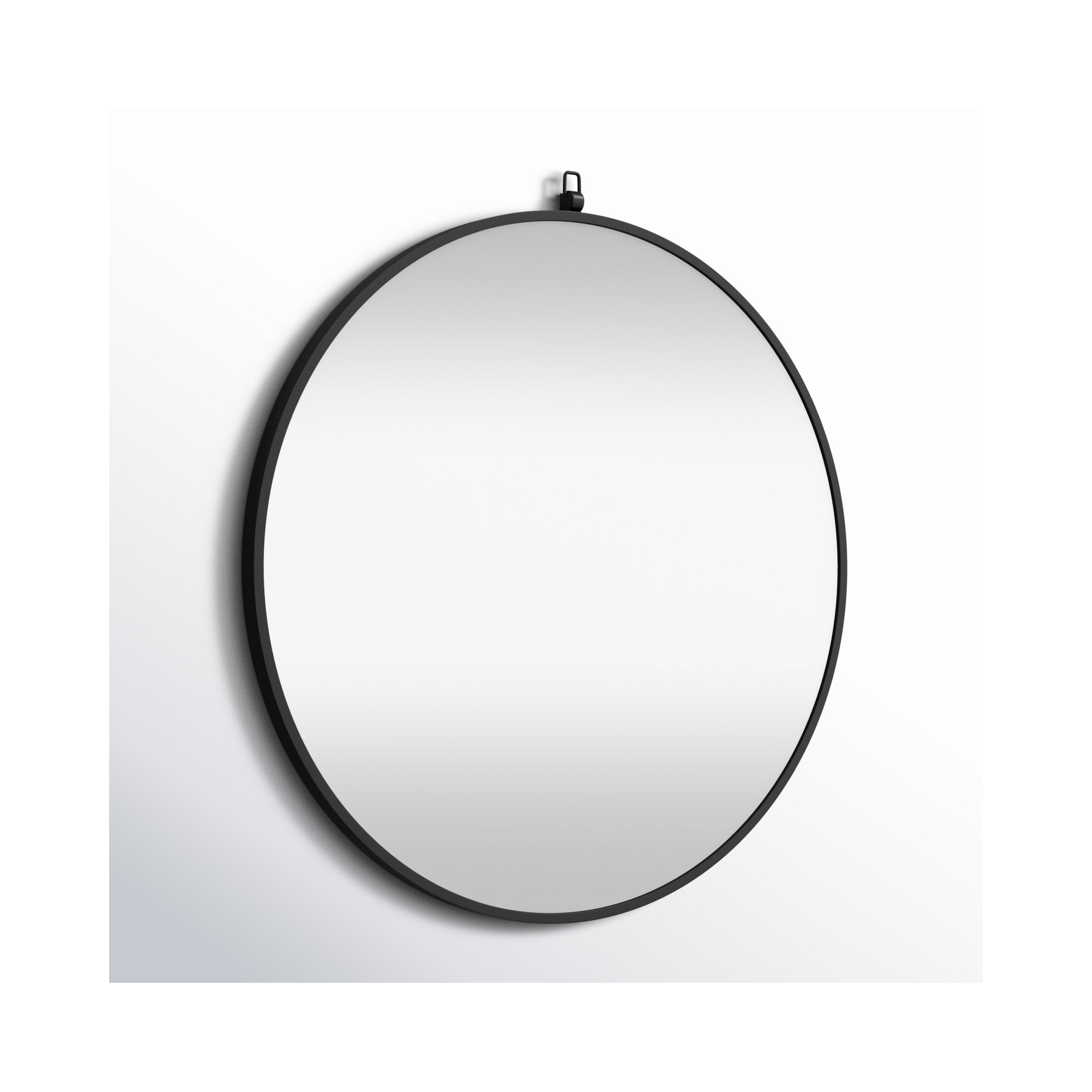 Cassie Metal/Manufactured Wood Round Wall Mirror, 36" x 36" , Black
