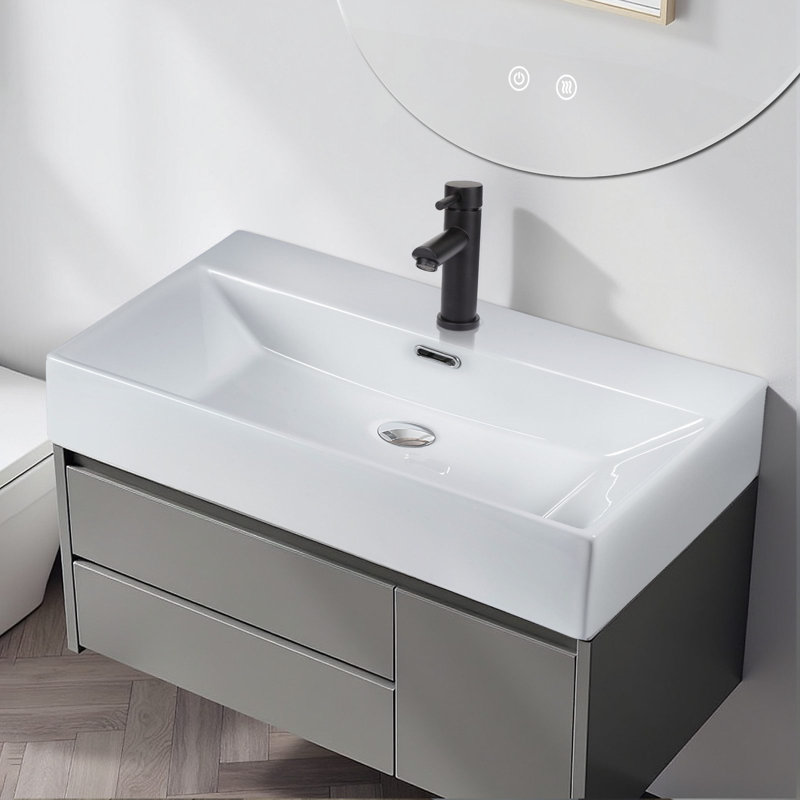Belfry Bathroom 42mm W White Ceramic Oval Sink with Overflow,  15cm H x 42cm W x 60cm D