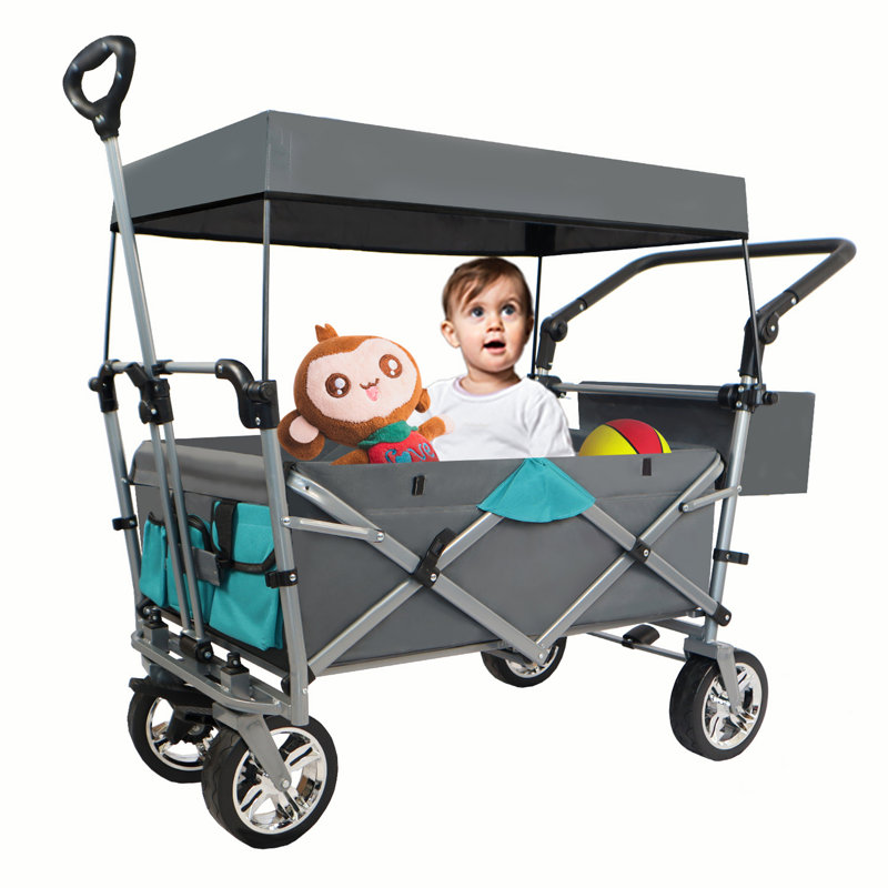 Push & Pull Utility Folding Wagon With Removable Canopy