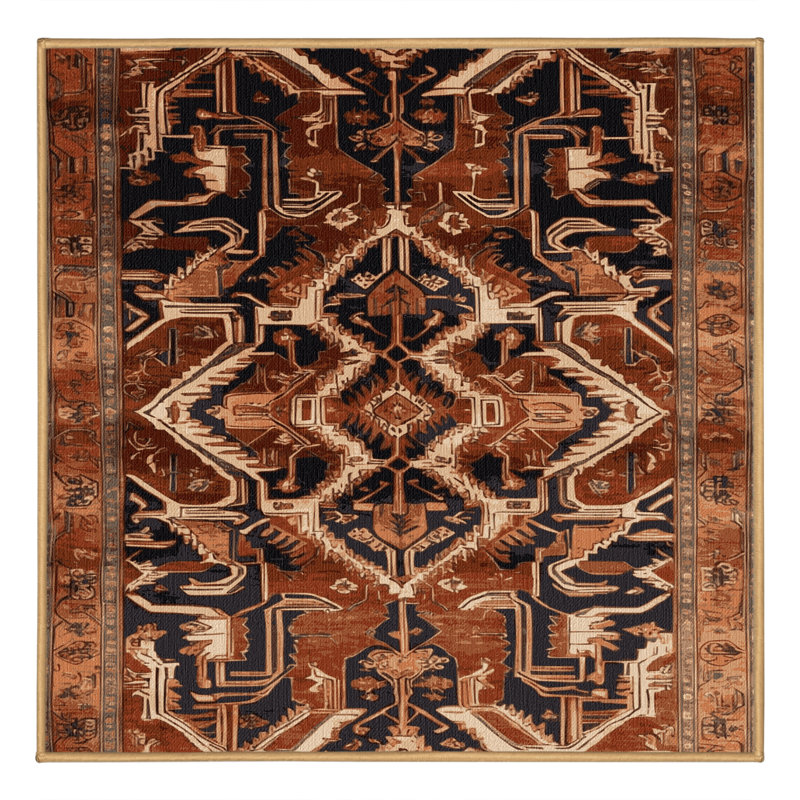 Machine Washable Persian Brown Area Rug, Square 3'