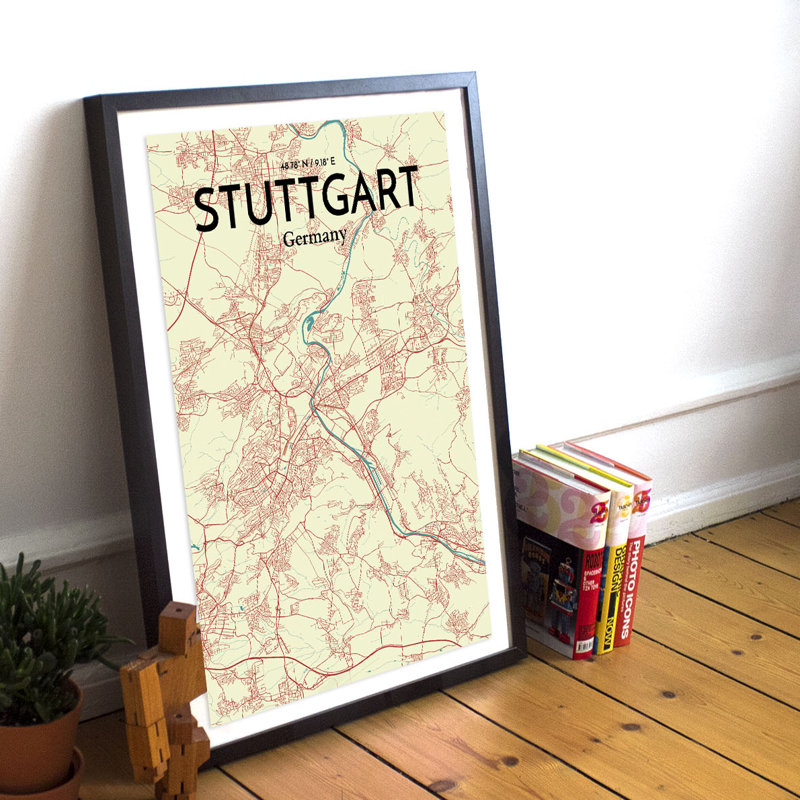 Stuttgart City Map - No Frame Print, 61cm H x 45.7cm W x 0.1cm D