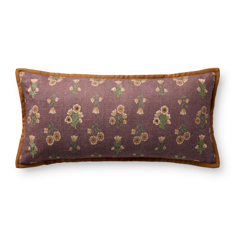 Chris Loves Julia x Loloi Posie Accent Pillow, Polyester, Rectangle 12"H x 27"W, Red