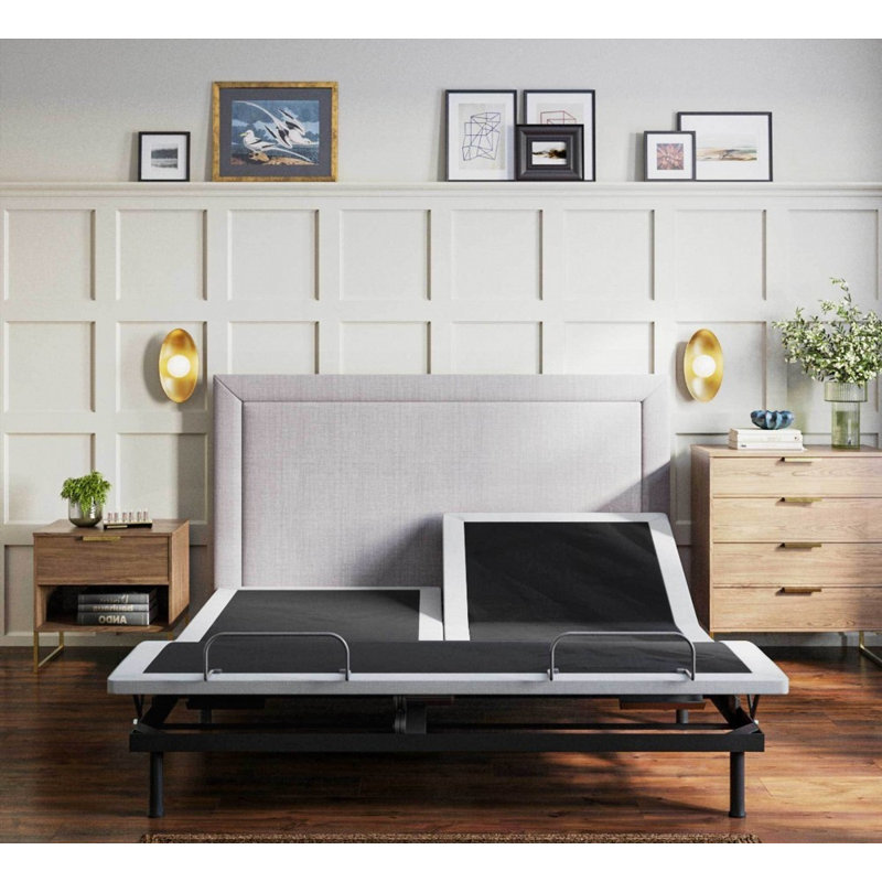 BTX4 Queen Split Top Adjustable Bed Base with Head and Foot Adjustment - No Box Spring Needed, Easy Assembly, Queen