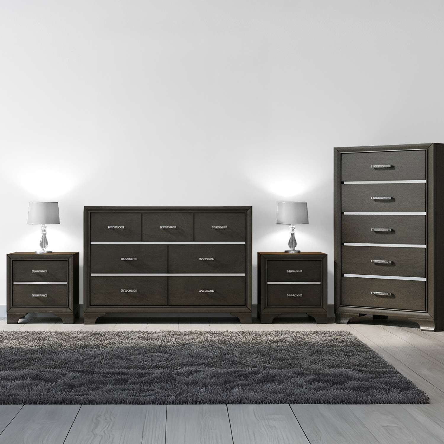 Latitude Run® Modern Charcoal Gray Bedroom Storage Set with Dresser ...