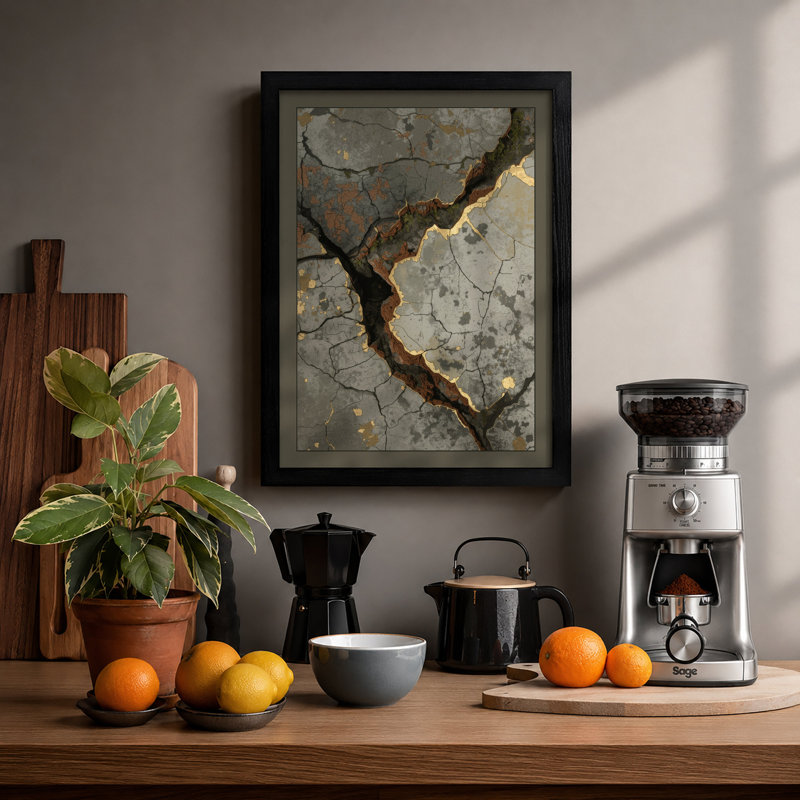Weathered Stone Industrial - Framed Print, A1 - 84.1 x 59.4 cm, Black
