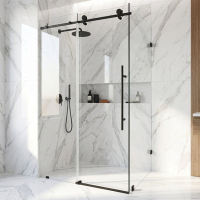 Elan E-class 46" W x 34" D x 76" H Sliding Frameless Shower Enclosure with 3/8" Clear Glass