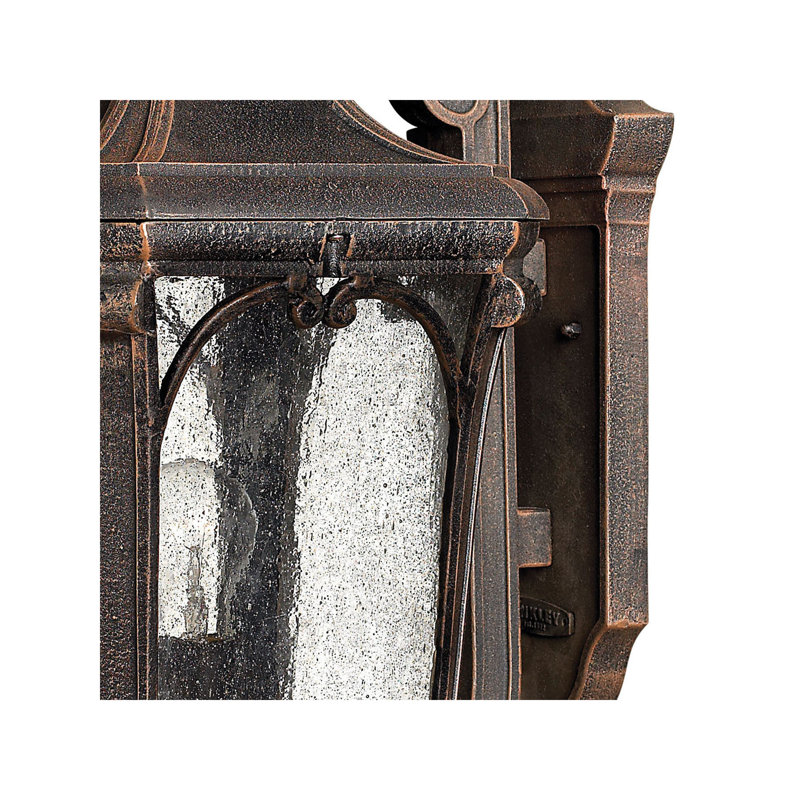 Museum Black Cast Aluminum Outdoor Wall Sconce with Seedy Glass