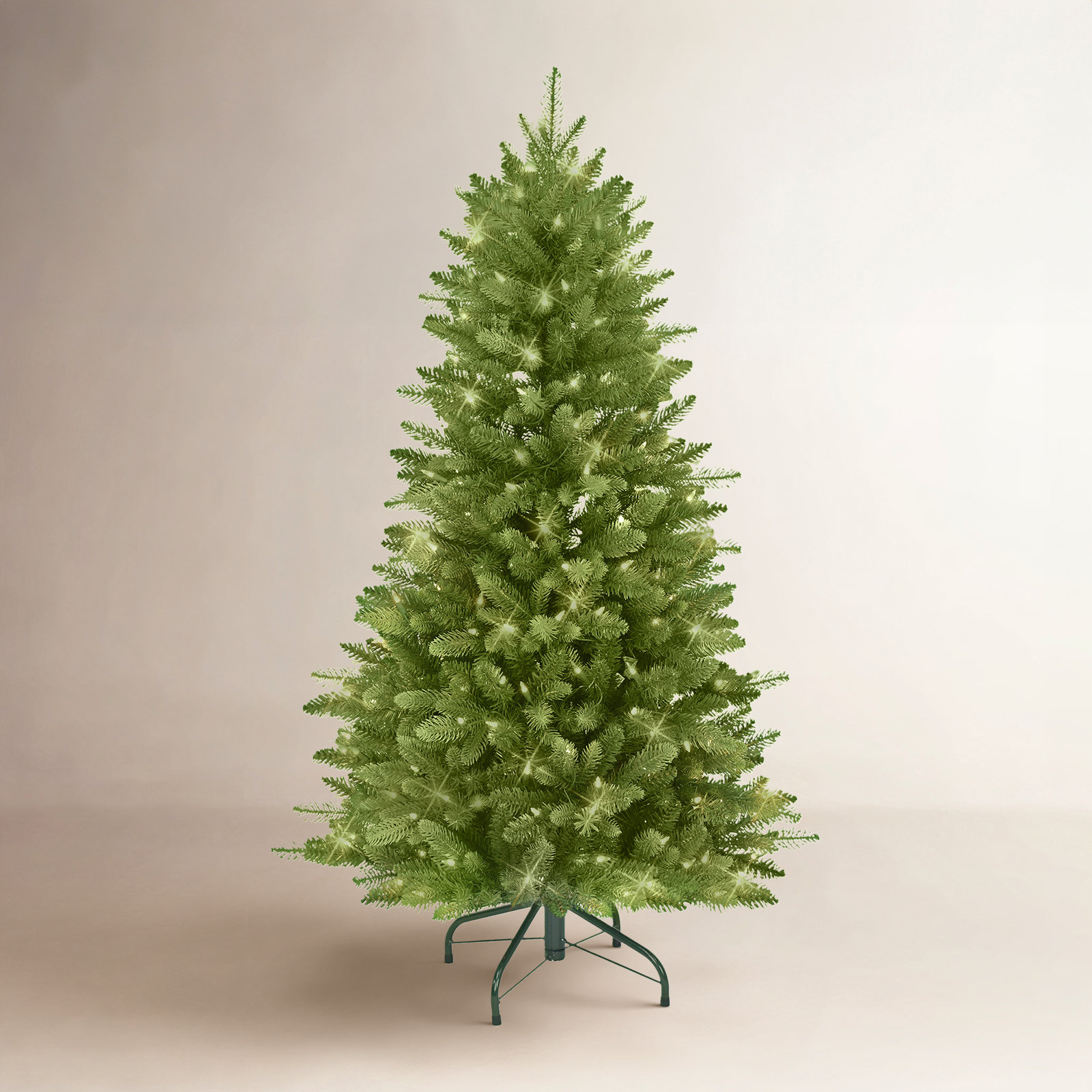 Slender Green Realistic Artificial Spruce Christmas Tree with Lights