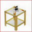 Table basse à double couche en verre trempé peu encombrant avec cadre en acier inoxydable miroir, facile à nettoyer-380310019