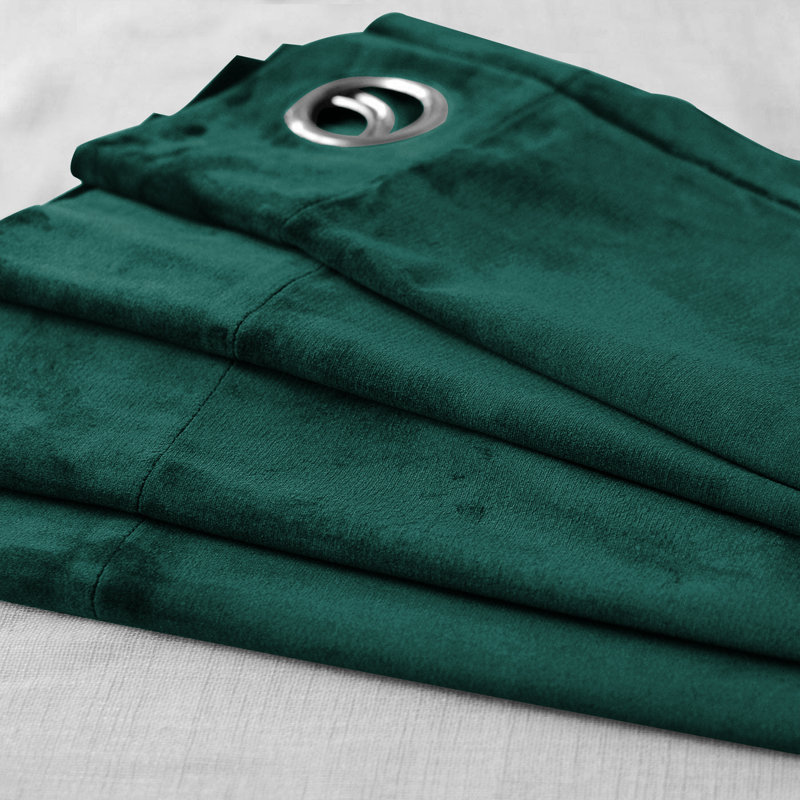 Luxury Crushed Velvet Eyelet sheer Curtain, 167.64cm Width x 182.88cm Drop, Emerald