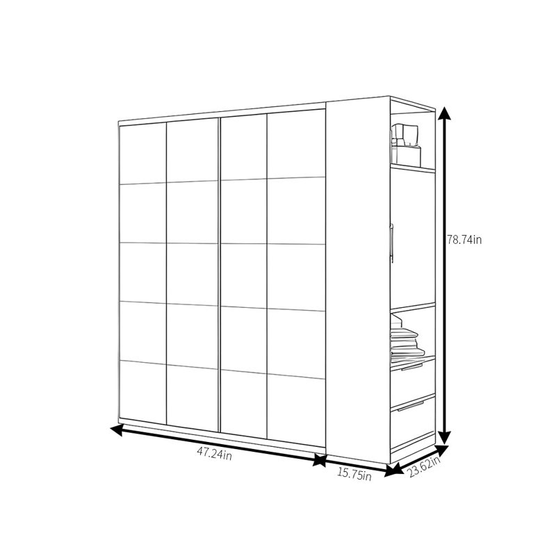 Manzano, H 78,74 po x l 62,99 po x P 23,62 po