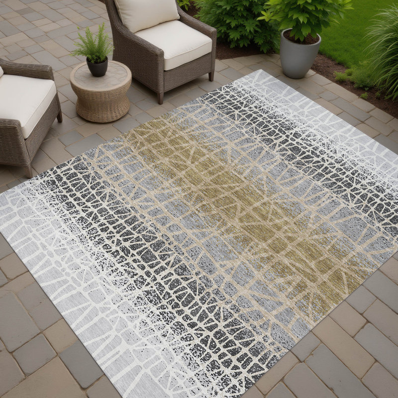 Machine Washable Indoor/Outdoor Raemoore ACN2404 Geometric Rug, Rectangle 2'6" x 3'10"