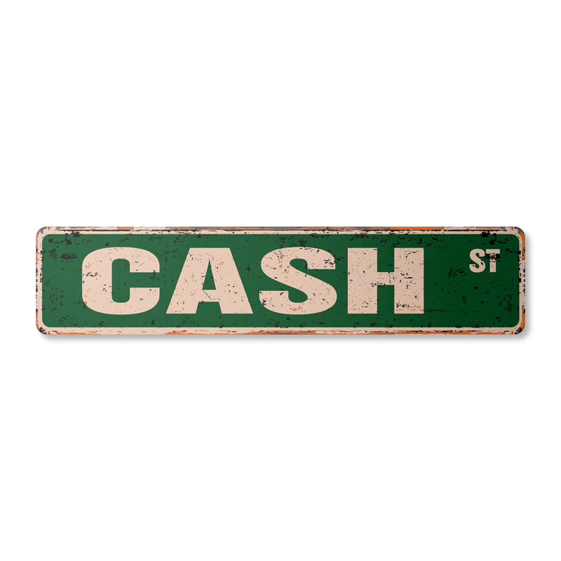 Plaque de rue Cash en aluminium 4 po x 18 po