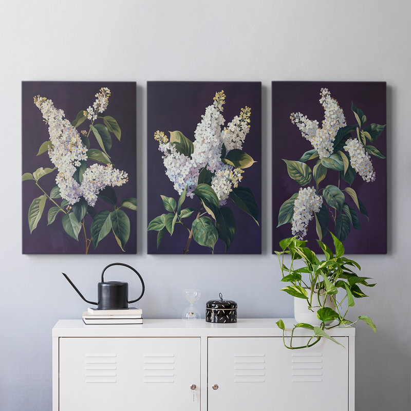 Série d'étude florale Lxxxx - ensemble de 3 toiles tendues avec châssis - prêt à être accroché, H 36 po x l 24 po