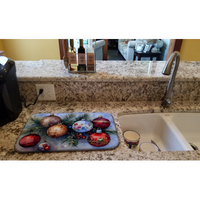 Christmas Ornaments Dish Drying Mat