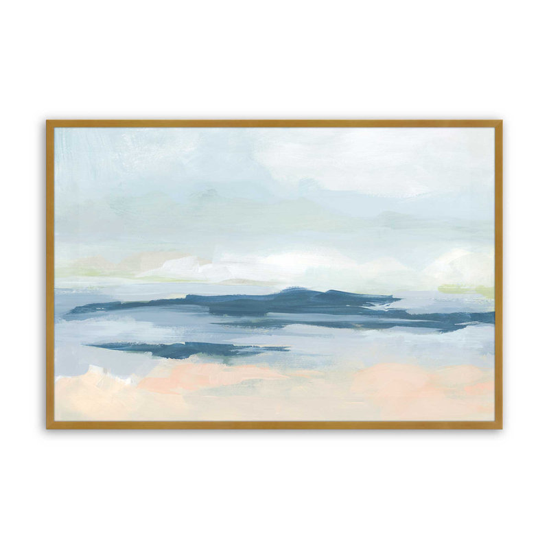 Doux motif côtier II, H 17,25 po x l 21,25 po, Cadre doré