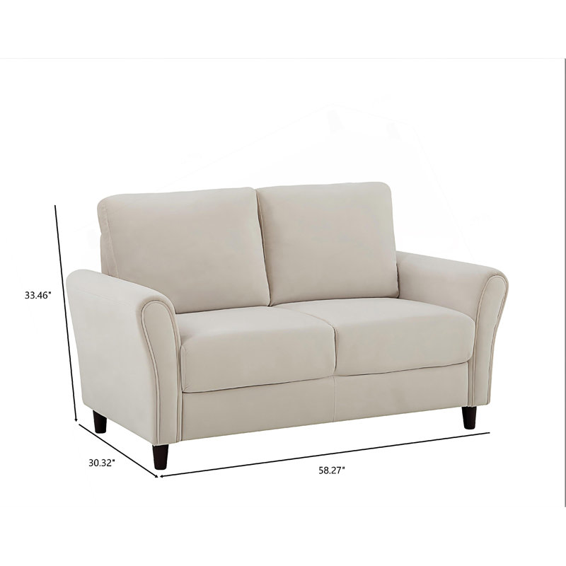 Canapé courbé à accoudoirs courbés, canapé 2 places Mid-Century, Ivory Polyester