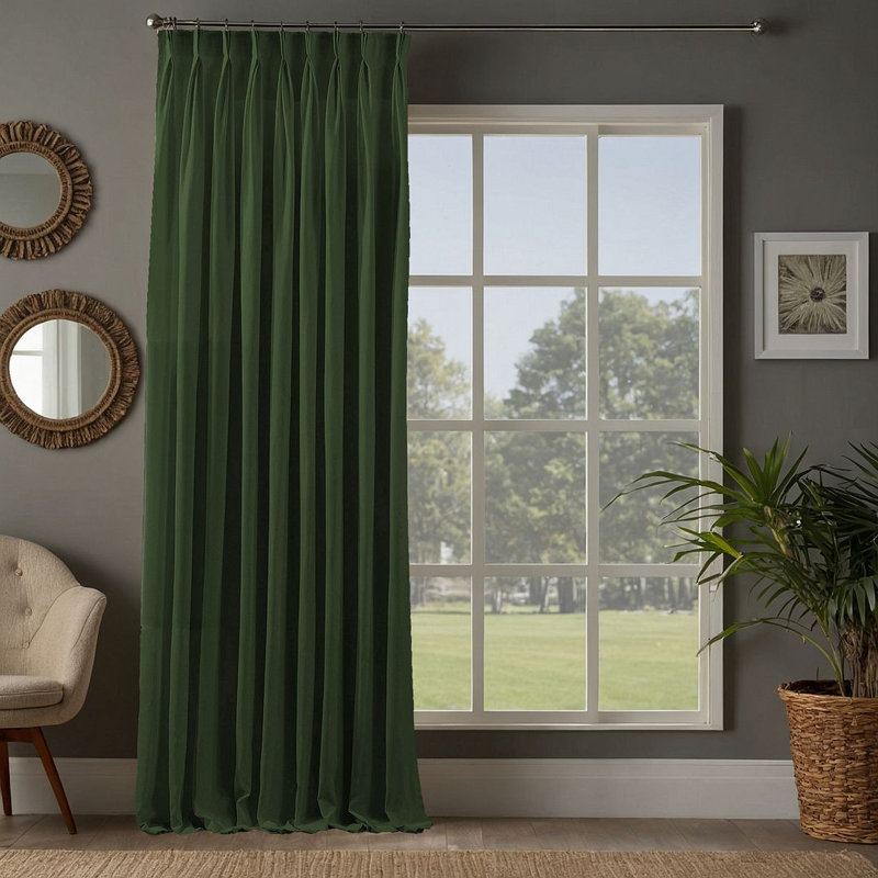 Room Darkening Single Curtain Panel, 130cm Width x 145cm Drop, Dark Green