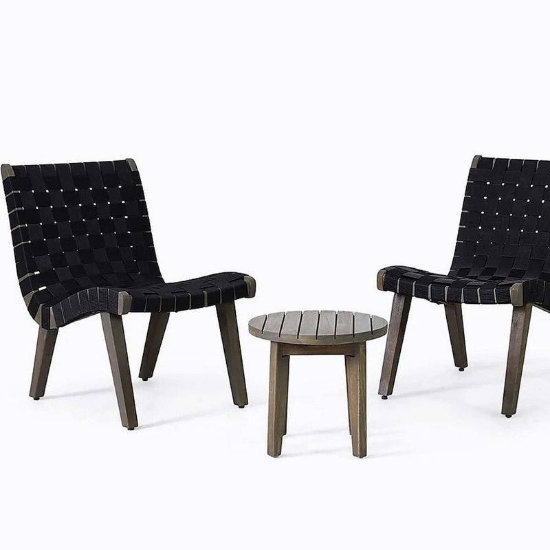 Outdoor 3-Piece Wood Patio Seating Set