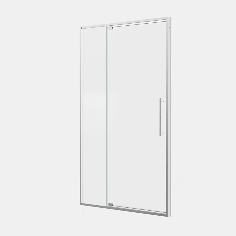 Porte de douche pivotante de 44 à 48 po x H 74 po, ouverte à l'extérieur, arrêt à 105 degrés, avec finition en verre trempé de 5/16 po