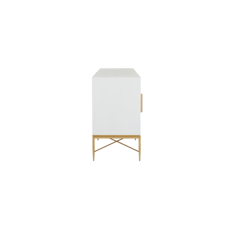 The Sensual Side Of Sleek 84'' W Sideboard, White/Antique Gold Leaf
